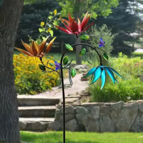Large Metal Wind Spinners Windmill For Yard And Garden Outdoor Art Decoration Garden Windmill Colorful Decoration Dropship